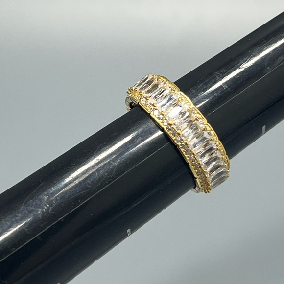 Cubic Zirconia Emerald and Baguette Cut Eternity Ring - Picture 4 of 6